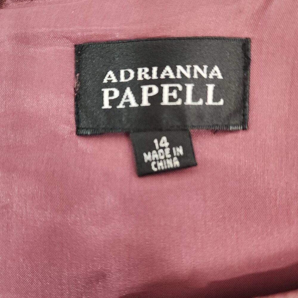 Adrianna Papell Pink Shimmer Dress Short Sleeve Shantung Size 14 Embelished Wais - Picture 5 of 7